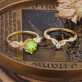 Luxury Oval Cut Peridot Engagement Ring